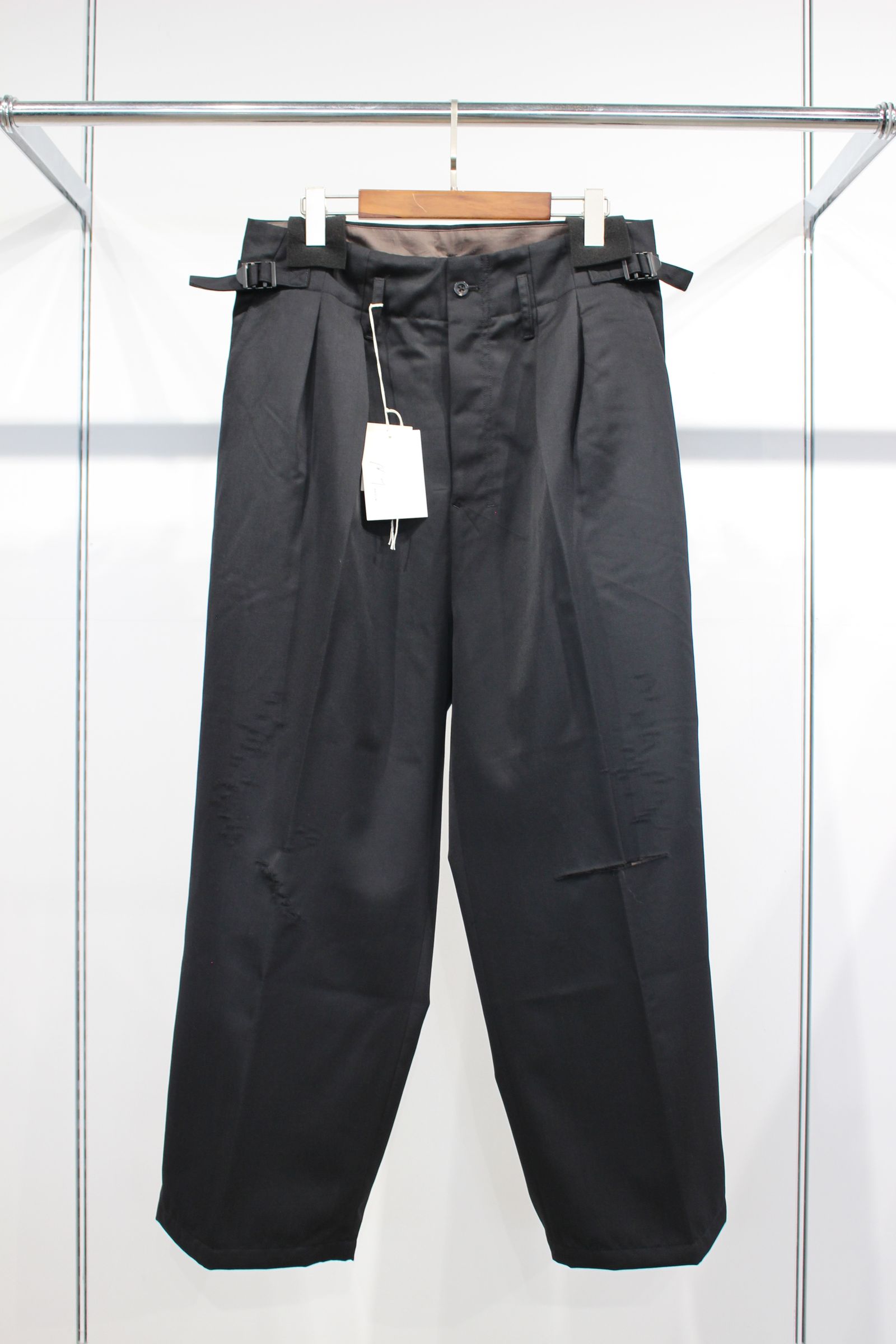ANCELLM - WOOL DAMAGE WIDE SLACKS | BLACK | スラックス | NapsNote