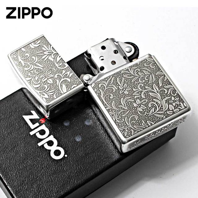 Zippo ジッポー アラベスク柄 両面 唐草 銀イブシ NK-KA メール便可