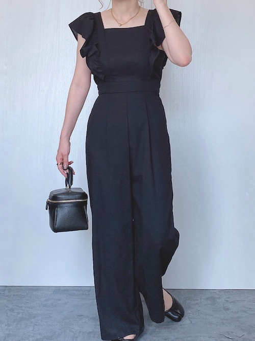 バックリボンフリルオールインワン（つなぎ/オールインワン