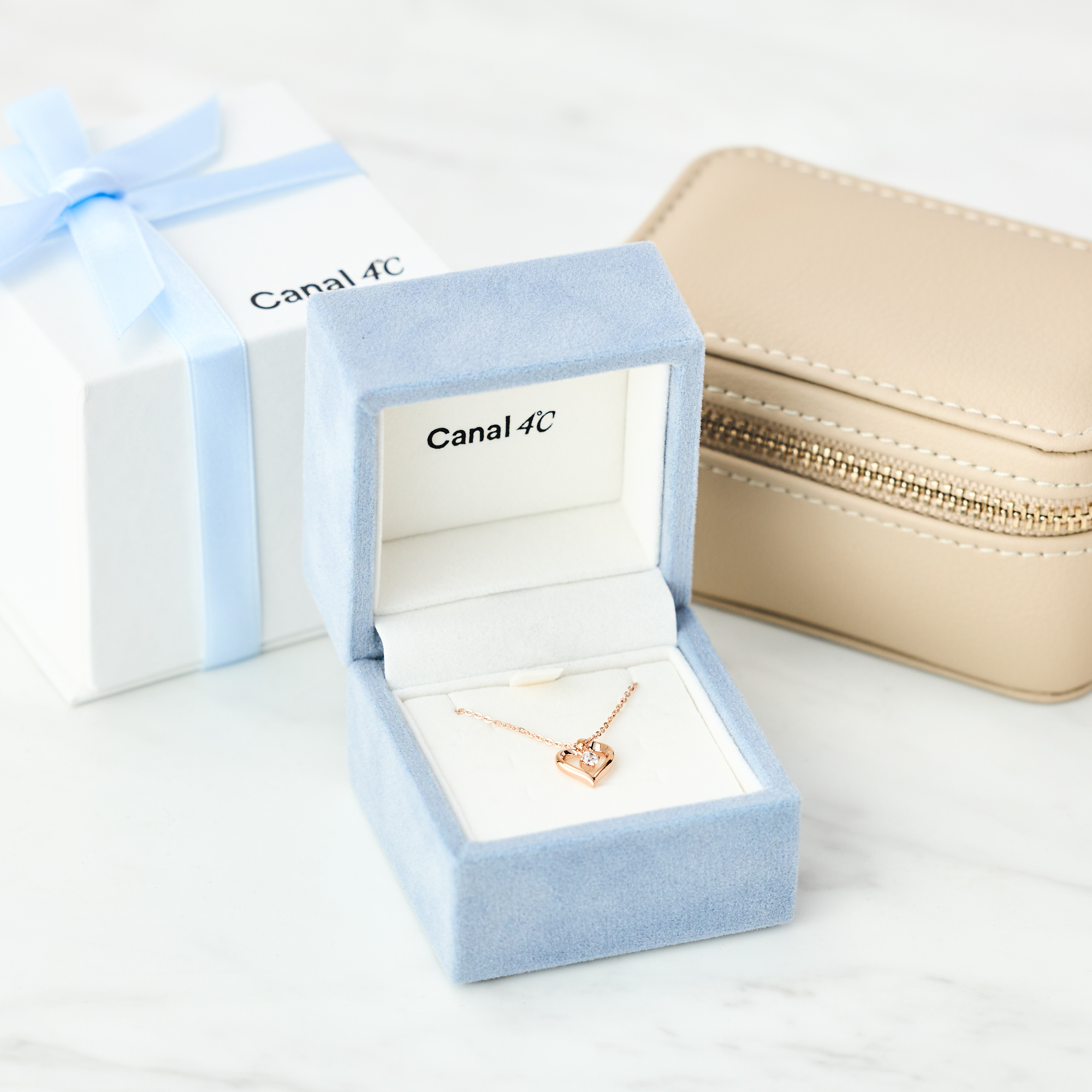名入れ】デザイン選べるネックレス＆Canal 4℃オリジナルポーチセット