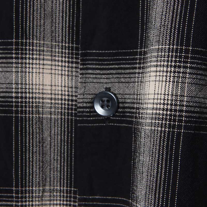 COMOLI (コモリ) レーヨンチェック オープンカラーシャツ