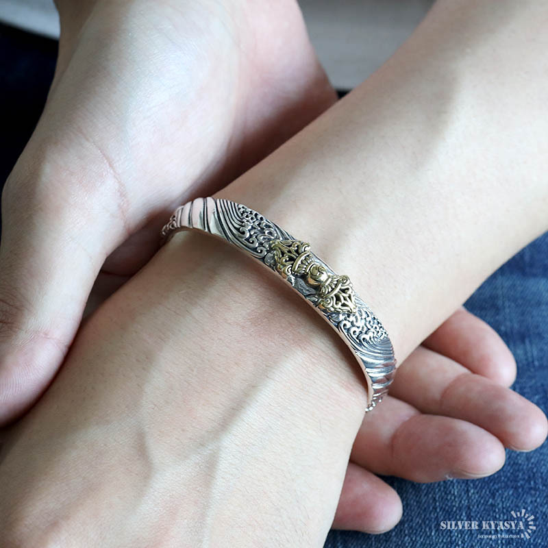 シルバー925 バングル メンズ 腕輪 三鈷杵 五鈷杵 シルバーバングル 銀