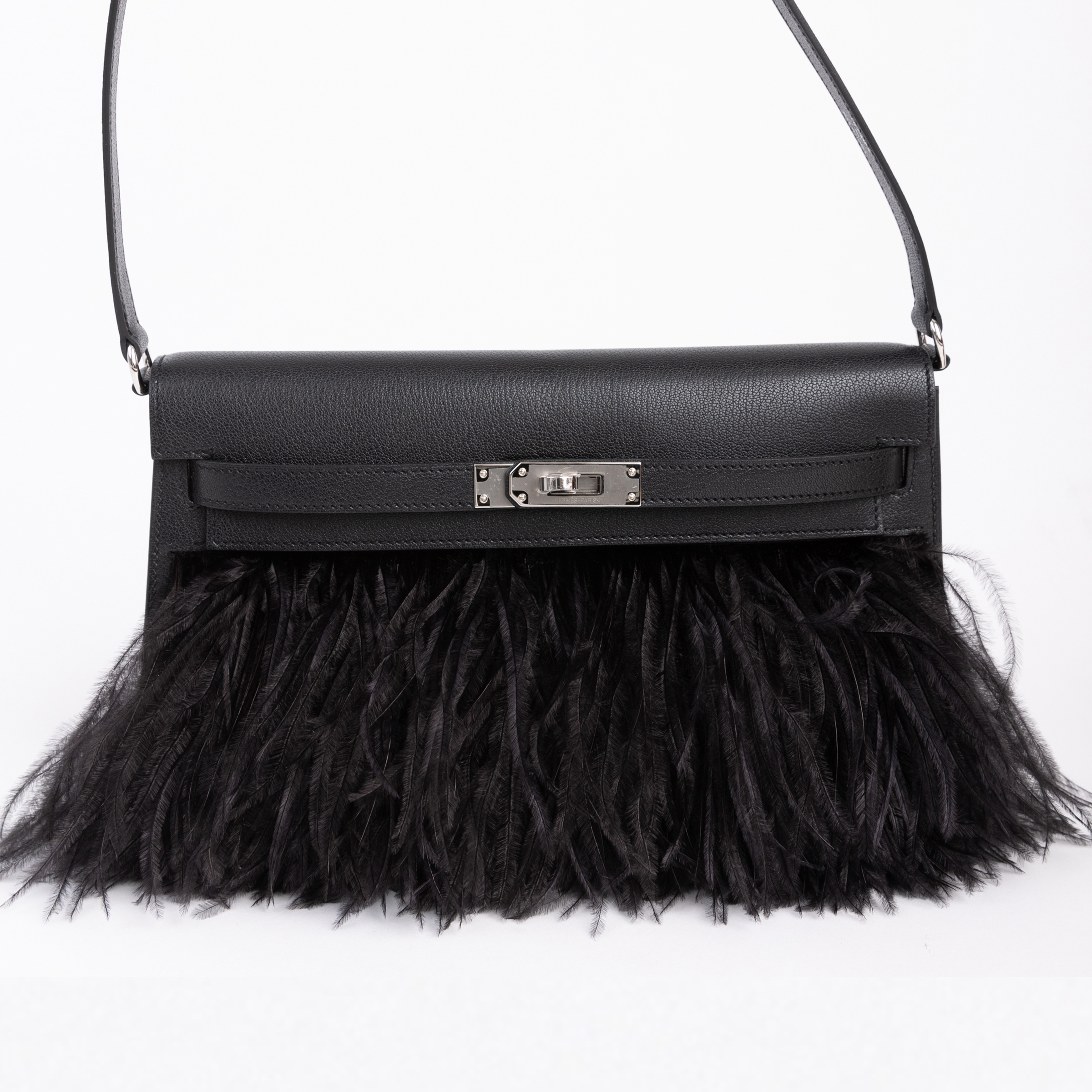 ランク N 新品 HERMÈS エルメス ケリーエラン フェザー ブラック (89