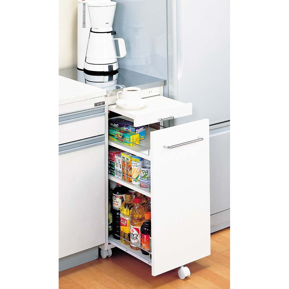 幅30奥行55cm］ ステンレス天板隙間収納 スライドタイプ 完成品 日本製