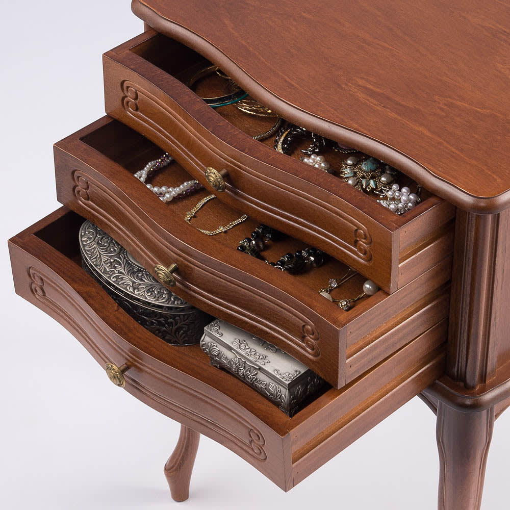 イタリア製 コンパクト収納家具シリーズ 猫脚サイドチェスト 3杯タイプ