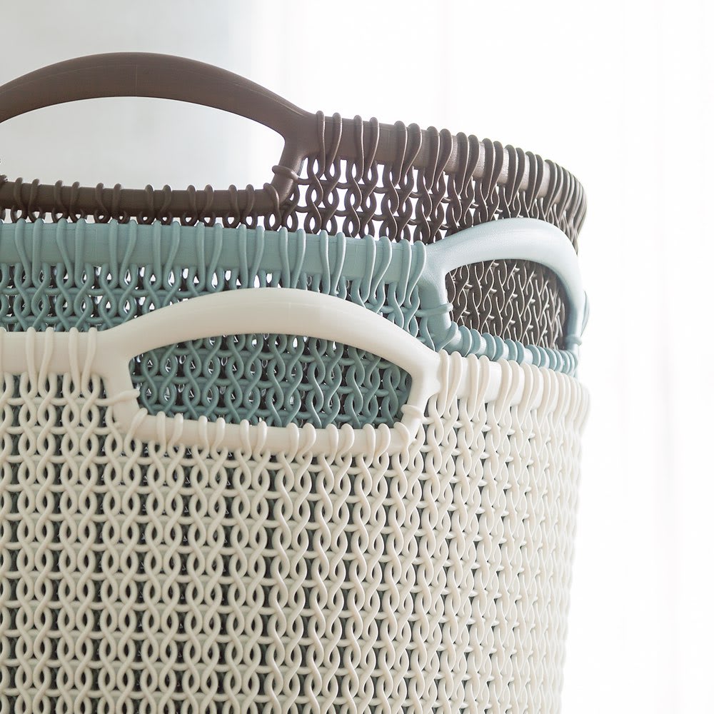 CURVER/カーバー ニット調ランドリーバスケット フタ付き縦型 通販