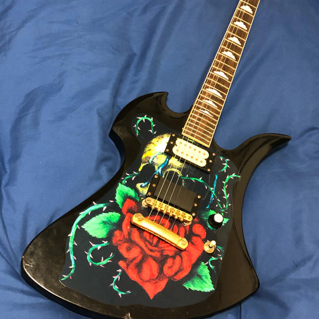X-JAPAN ◇HIDEモデル風 ギター用 薔薇髑髏柄 自作ステッカーの通販 by