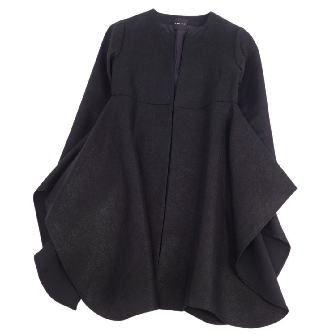 美品 ヨーコチャン YOKO CHAN コート フレアコート 無地 リネン100