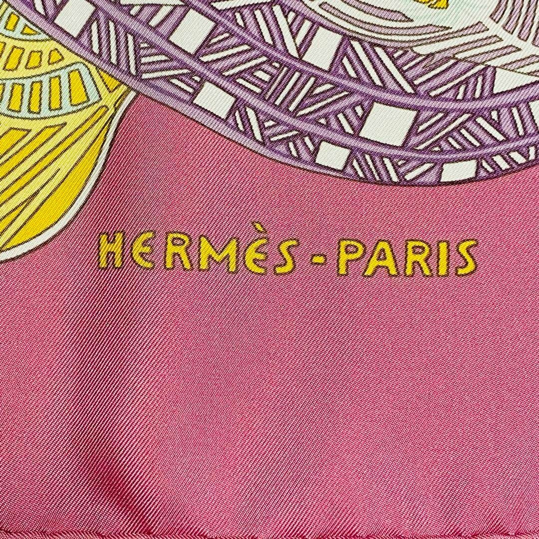 極美品 ☆HERMES☆ スカーフ カレ90 ステップのアート ピンク 箱