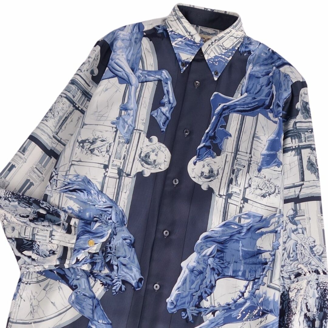 HERMES - 極美品 Vintage エルメス HERMES シャツ ロングスリーブ 総柄