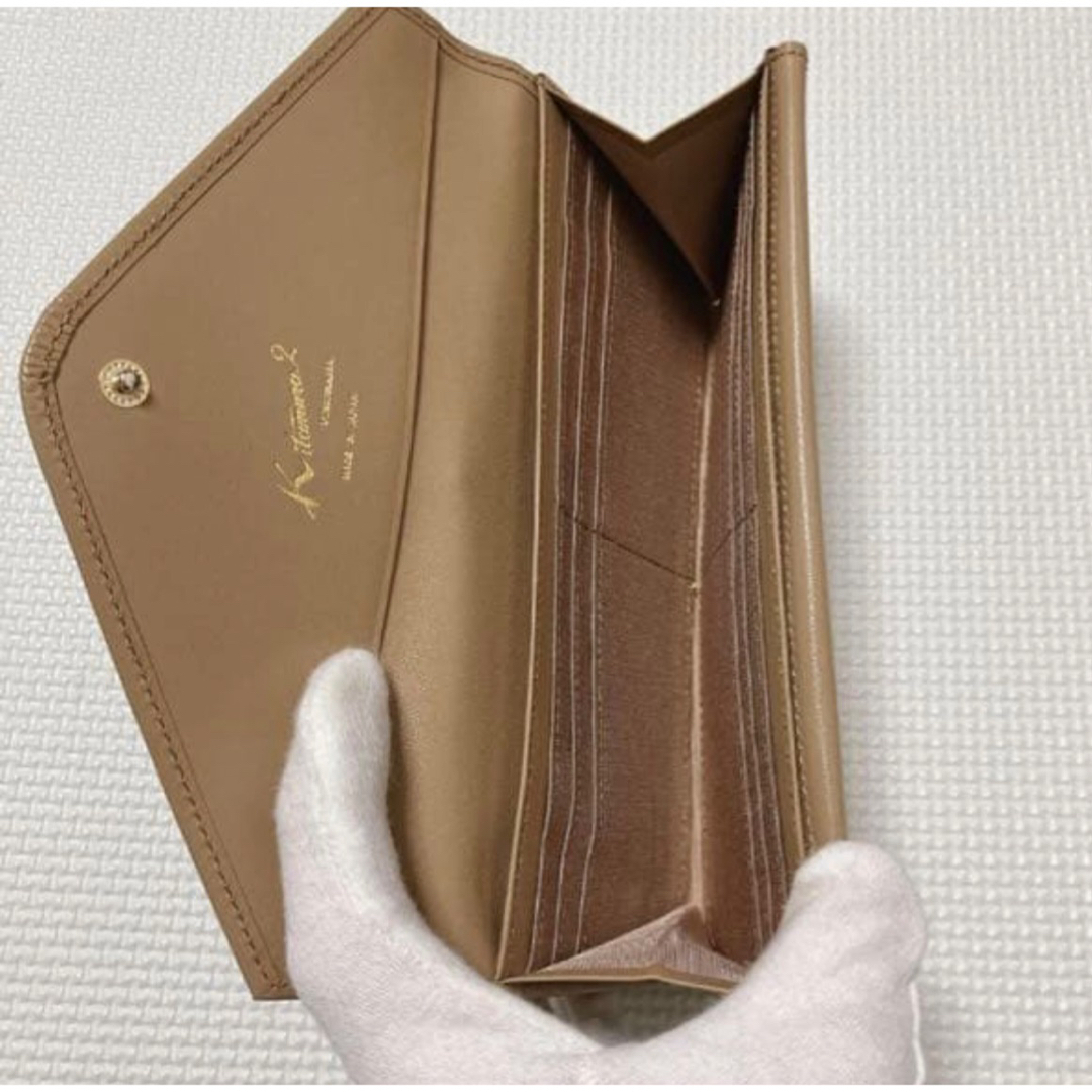 未使用Kitamura レザーがま口長財布レター型 モカ「K」ロゴK2の通販 by