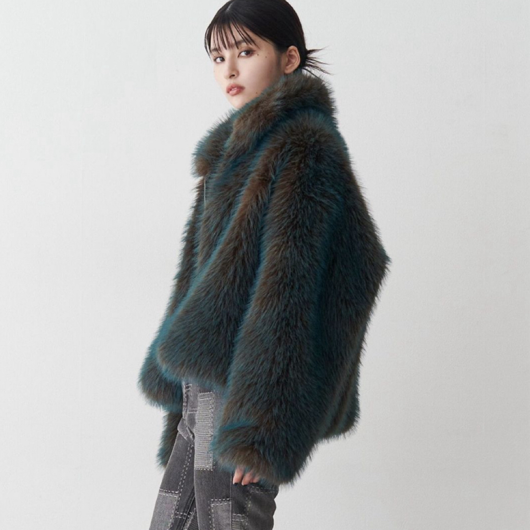 MURUA - MURUA MIXフェイクファーブルゾン ブルーの通販 by Princess