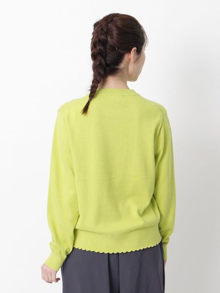 大きいサイズ][15号 19号 ]フローティングブーケ刺繍コットンニット