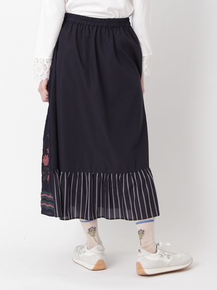 ブロッサムヴァインカットジャカード+ストライプスカート(裏地付き