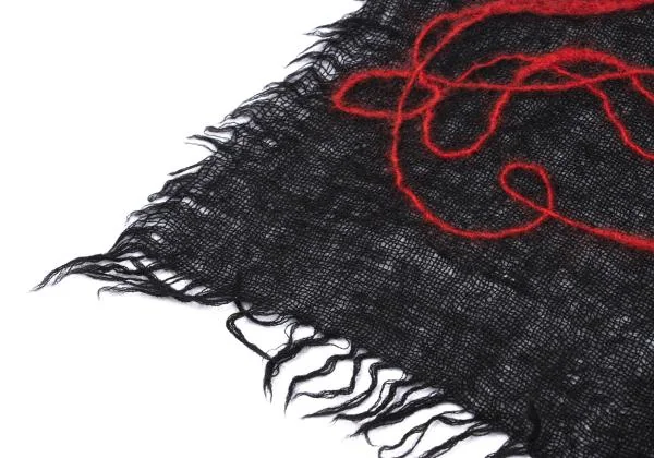 ヨウジヤマモト ファムYohji Yamamoto FEMME ウール刺繍総柄大判