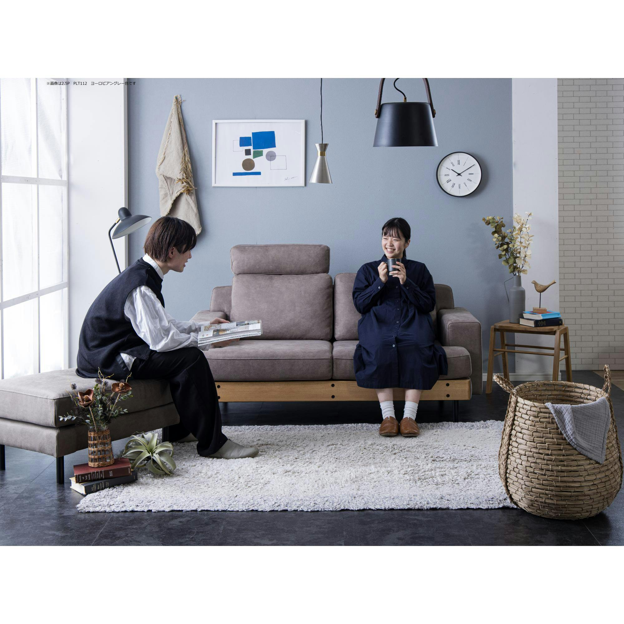 nora. ソファー バスク PLT112 ヨーロピアンGY 3人掛け ソファ 三人