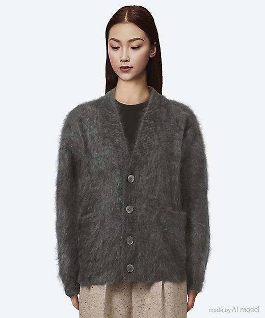 カシミヤファー7GVネックカーディガン | BLAMINK (Women