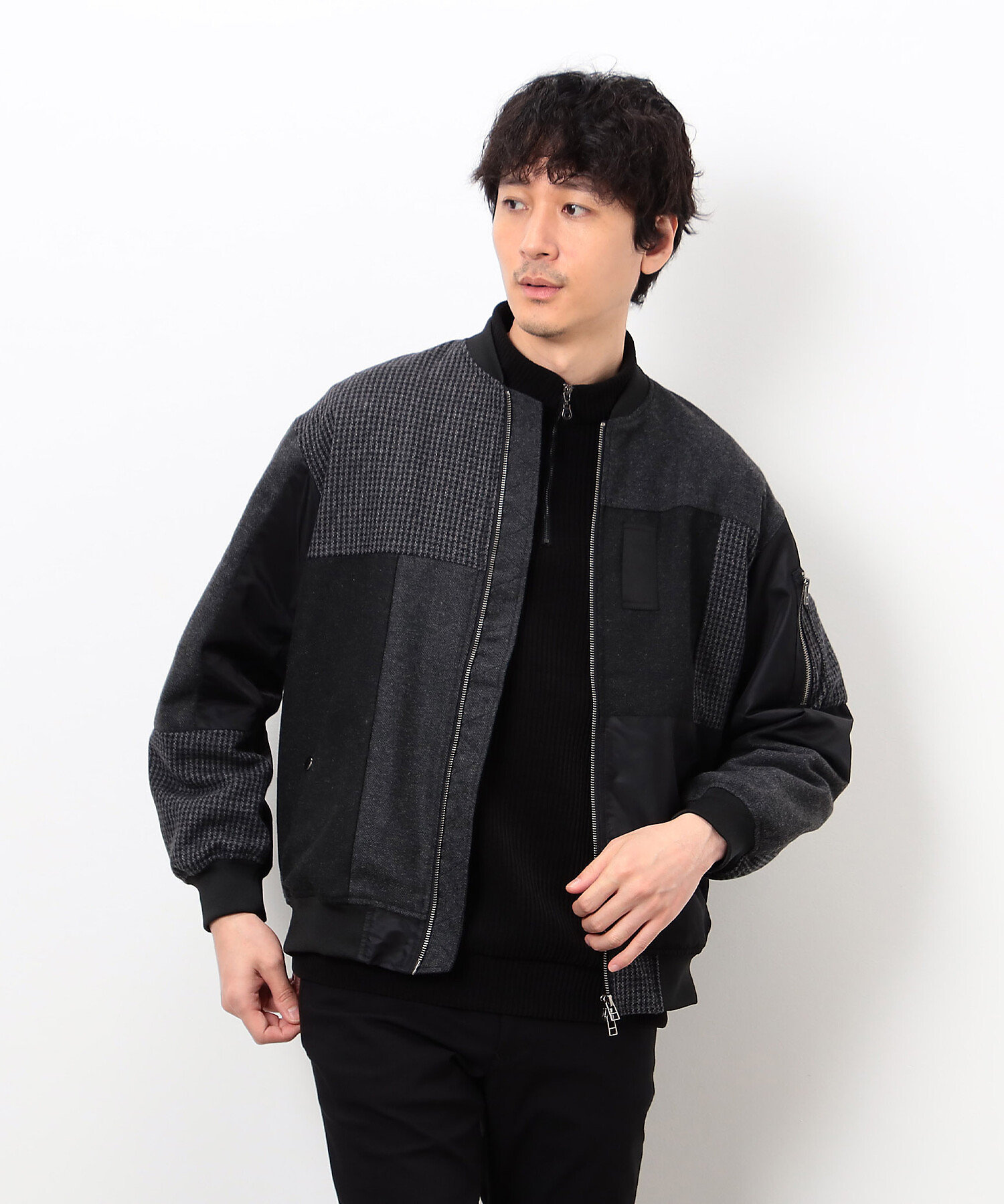 パッチワーク ツイード MA－1ブルゾン（4722BM37） | COMME