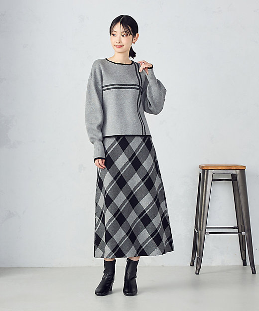 チェック柄 ニットスカート ／ セットアップ対応（1250FM11