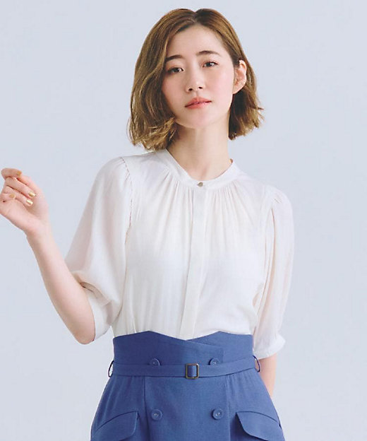 洗える】ヴィンテージサテンウイングスリーブブラウス