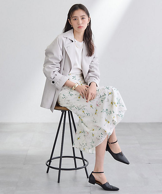 SETUP可能】モダンフラワー柄フレアスカート