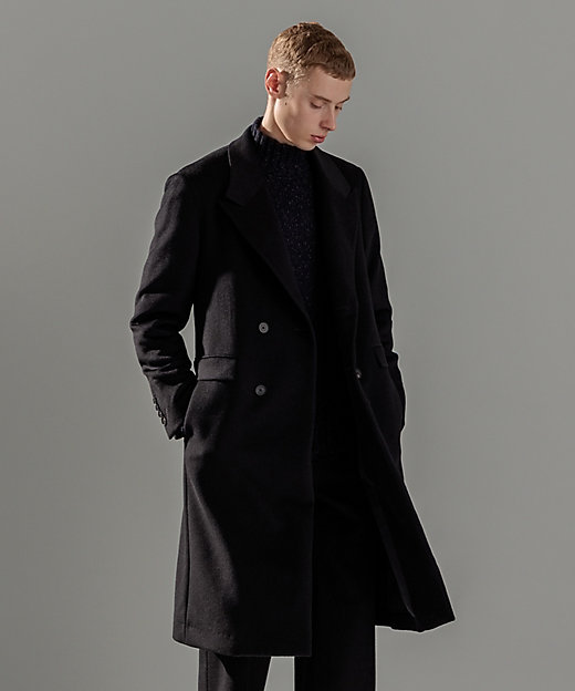 WEB限定】グロッシーウール ダブルブレストチェスターコート