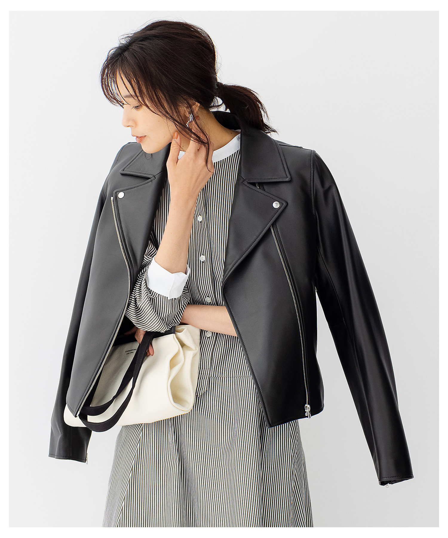 蛯原友里さん着用】ラムレザー ライダース ジャケット