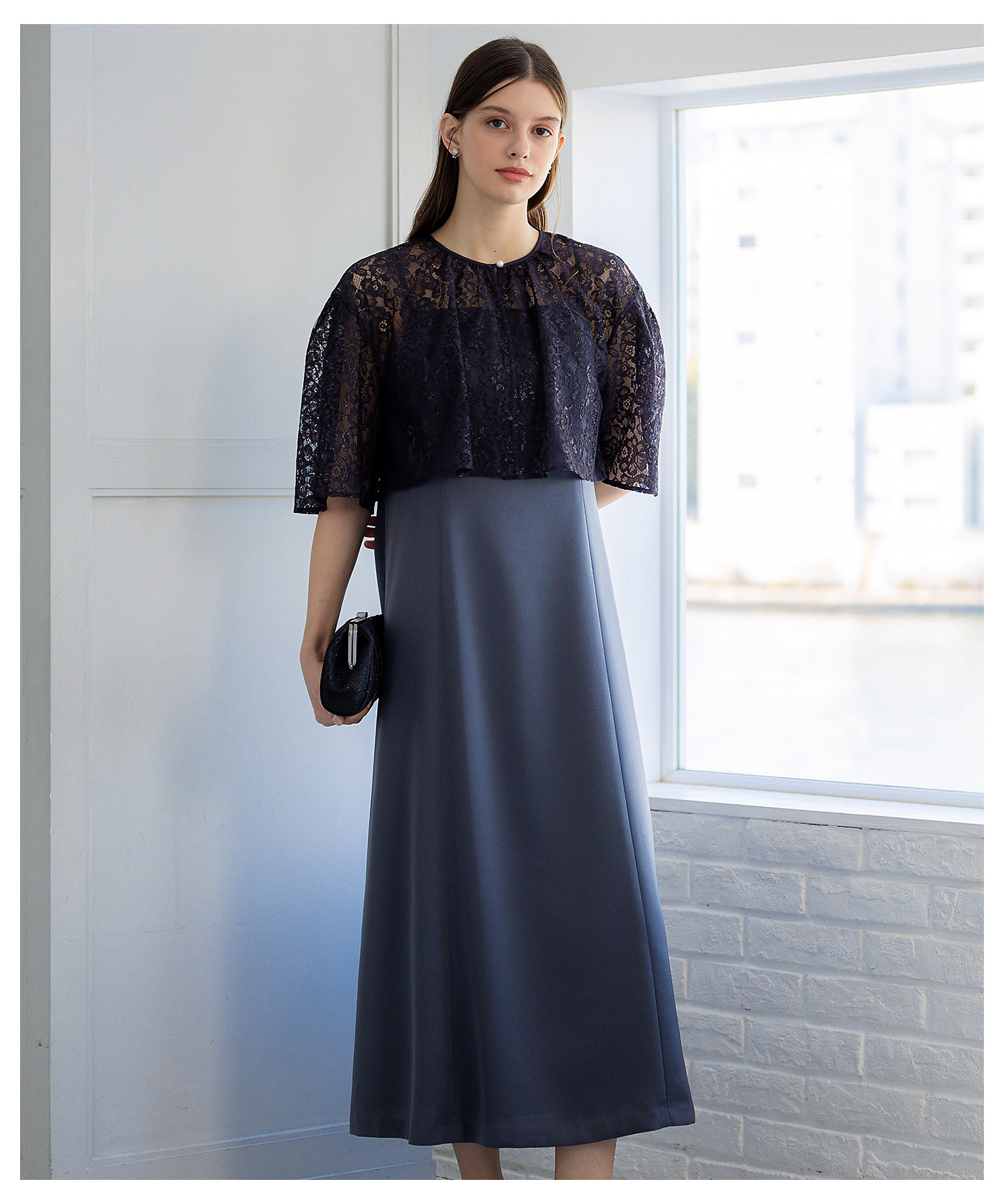 APPLAUDIR】ブライトフラワーレースコンビ ドレス