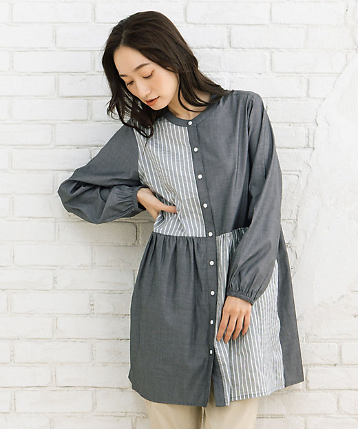 パッチワークストライプチュニック 33ー30ー9650 | sab street