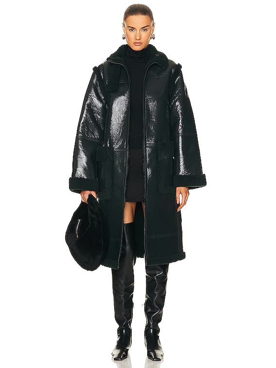 Helmut Lang Shearling Coat in Evergreen | FWRD