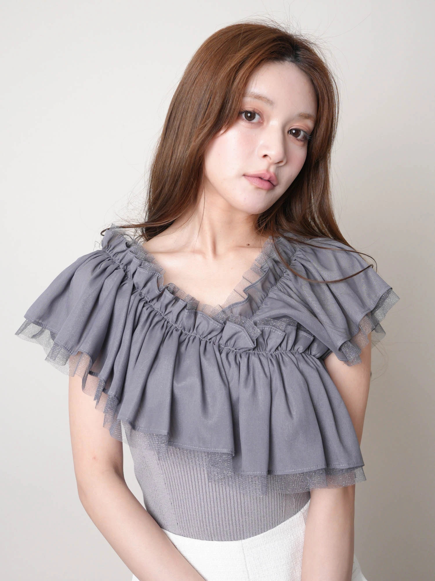 LIP SERVICE（リップサービス）｜ シアーフリルドッキングニット