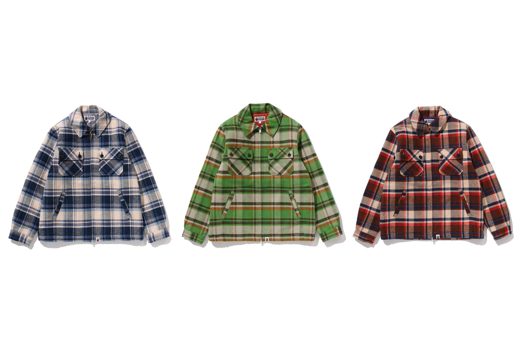 BAPE CHECK CPO ZIP JACKET | bape.com