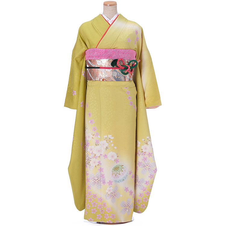 振袖(1月)レンタル｜FU-008黄緑振袖:成人式料金(1月)|レンタルショップ