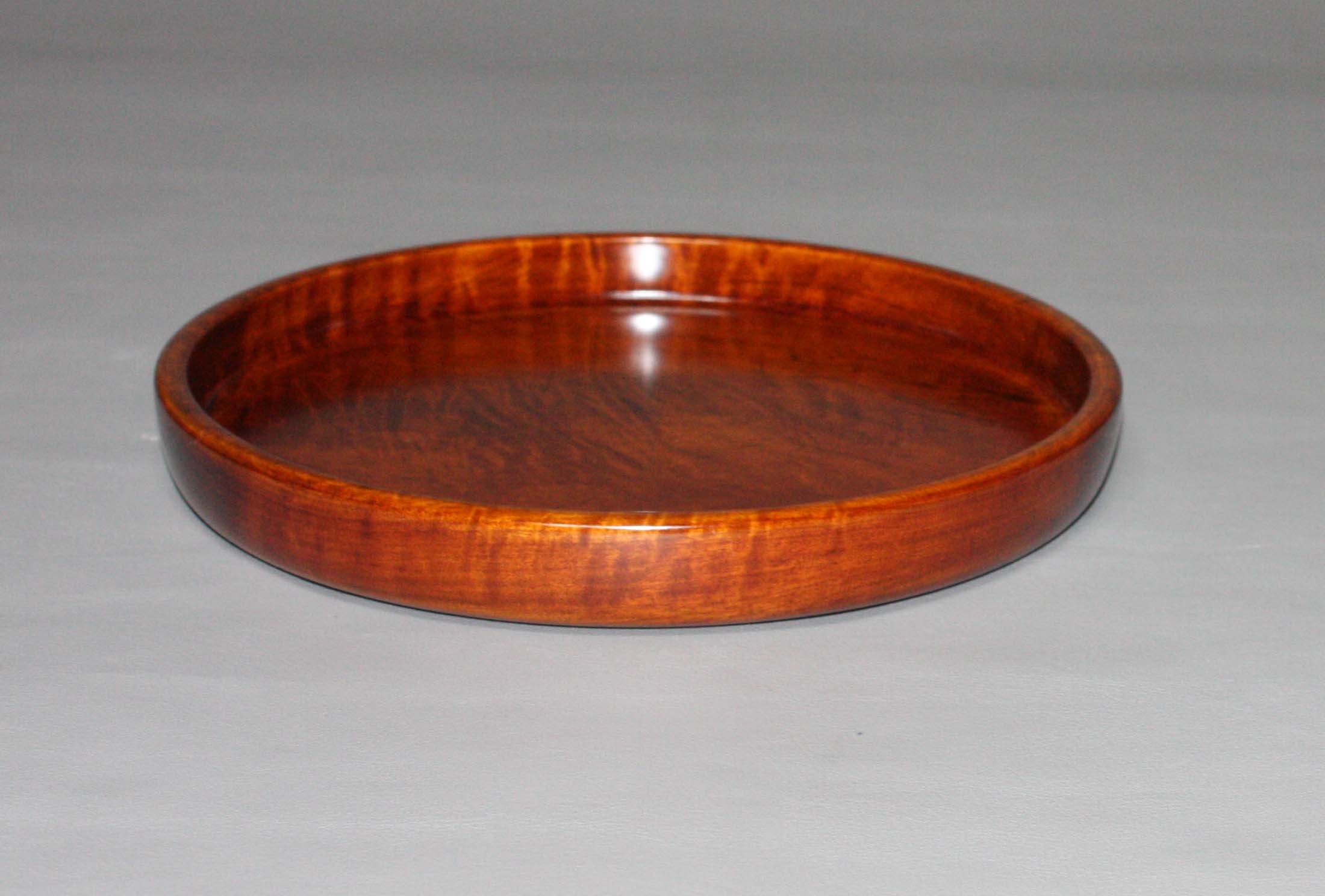 丸盆 栃縮杢 直径 23cm 高さ 3cm 本漆塗り - 鶴山漆器 おぐら