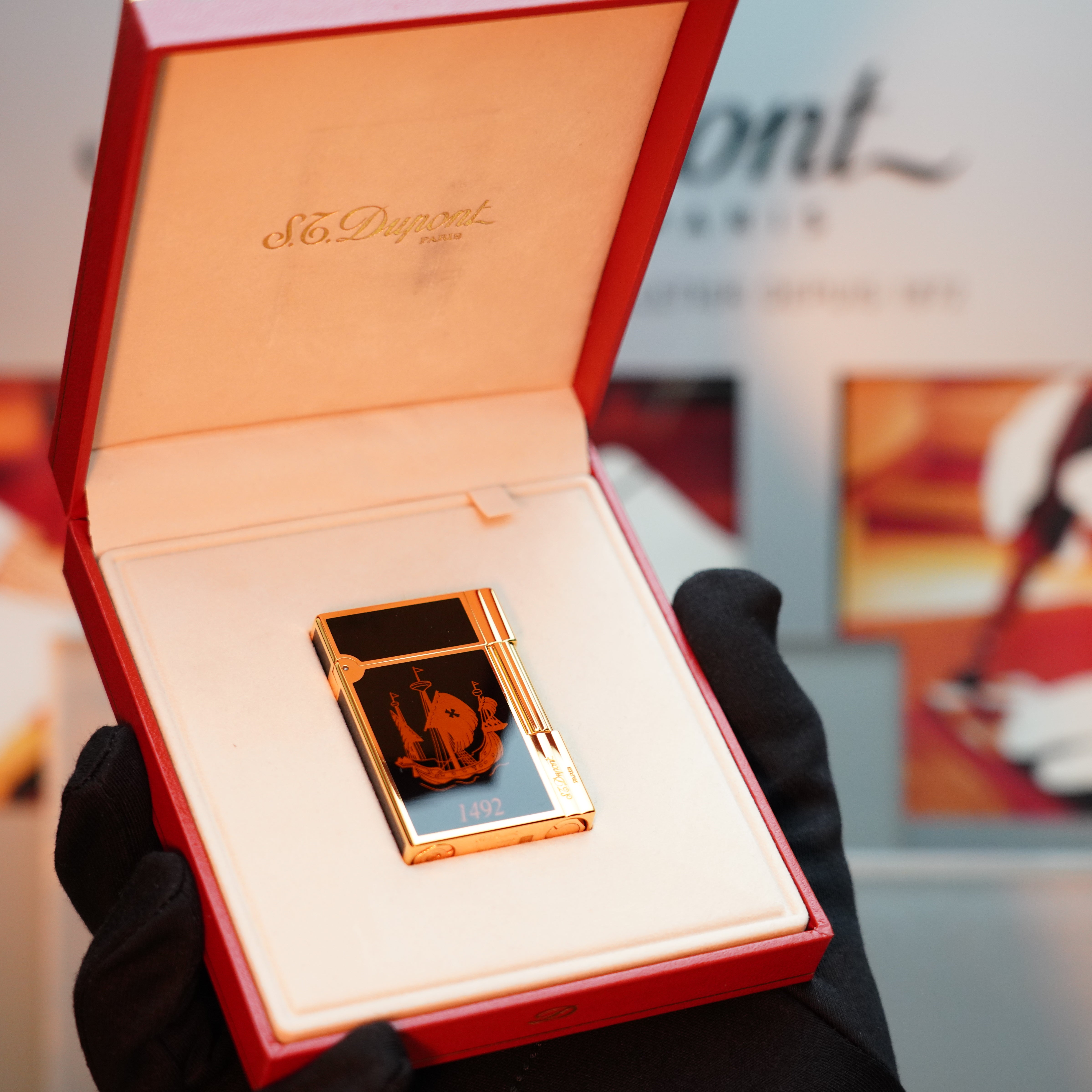 Vintage 1992 S.T. Dupont Important Columbus Gatsby 24k Gold Finish