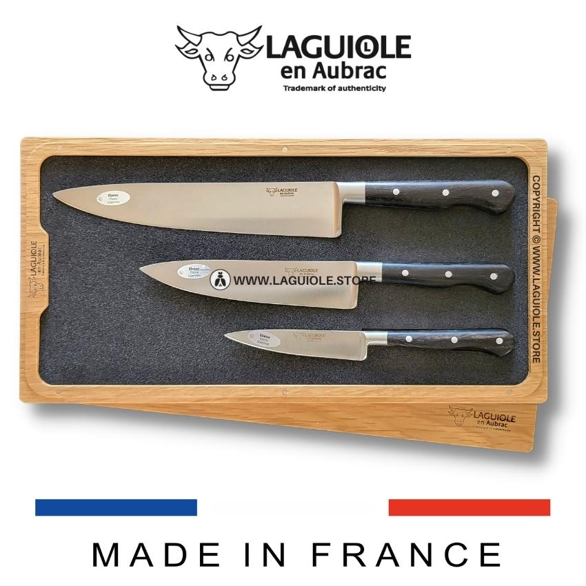 Classic Laguiole Kitchen Knife Set - Ebony wood handles