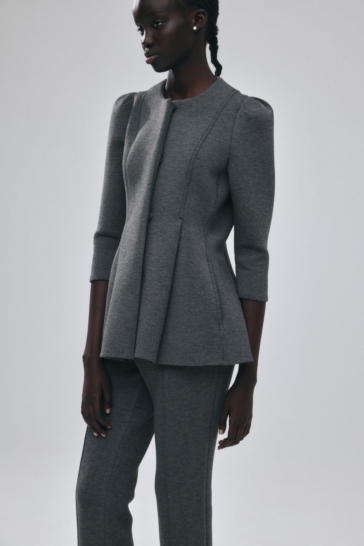 Double Knit Peplum Jacket – L'AUBE BLANC