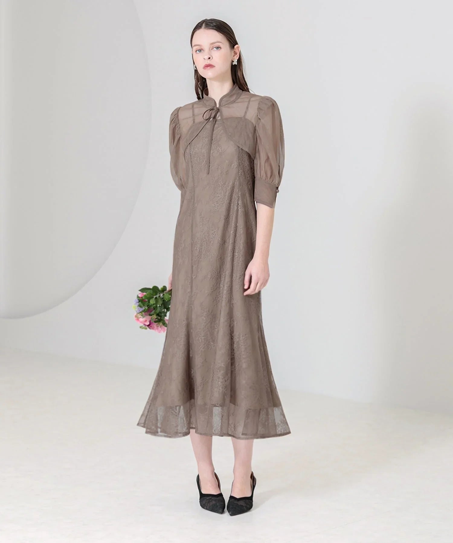 当日発送】花柄ボレロセットアップマーメイドドレス/パーティードレス