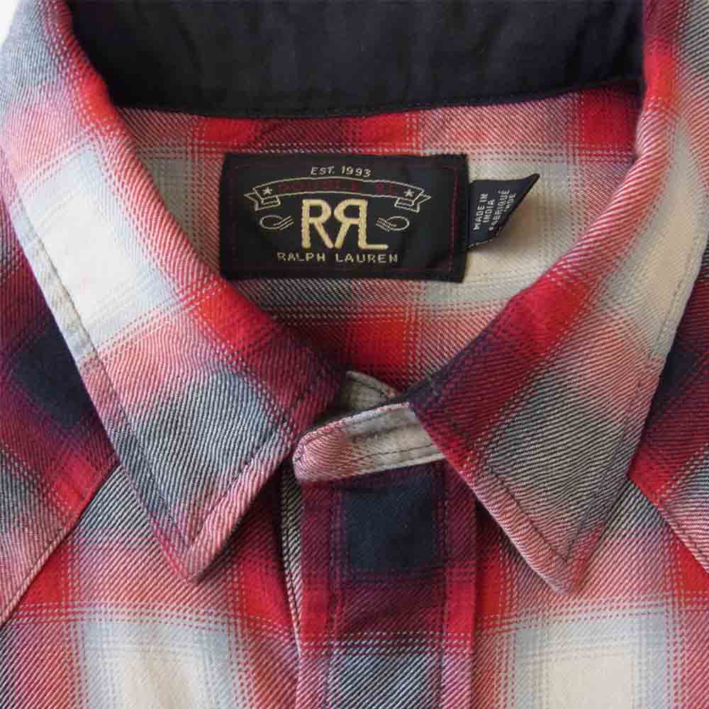 RRL ダブルアールエル 復刻 オンブレ チェック シャツ レッド系 M