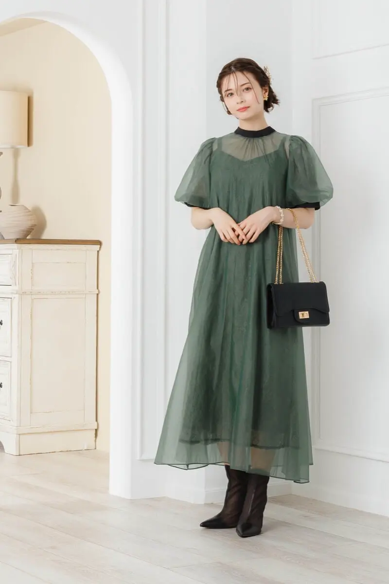 atlo オケージョンドレス Aライン マタニティ オレンジ dollydoll atlo