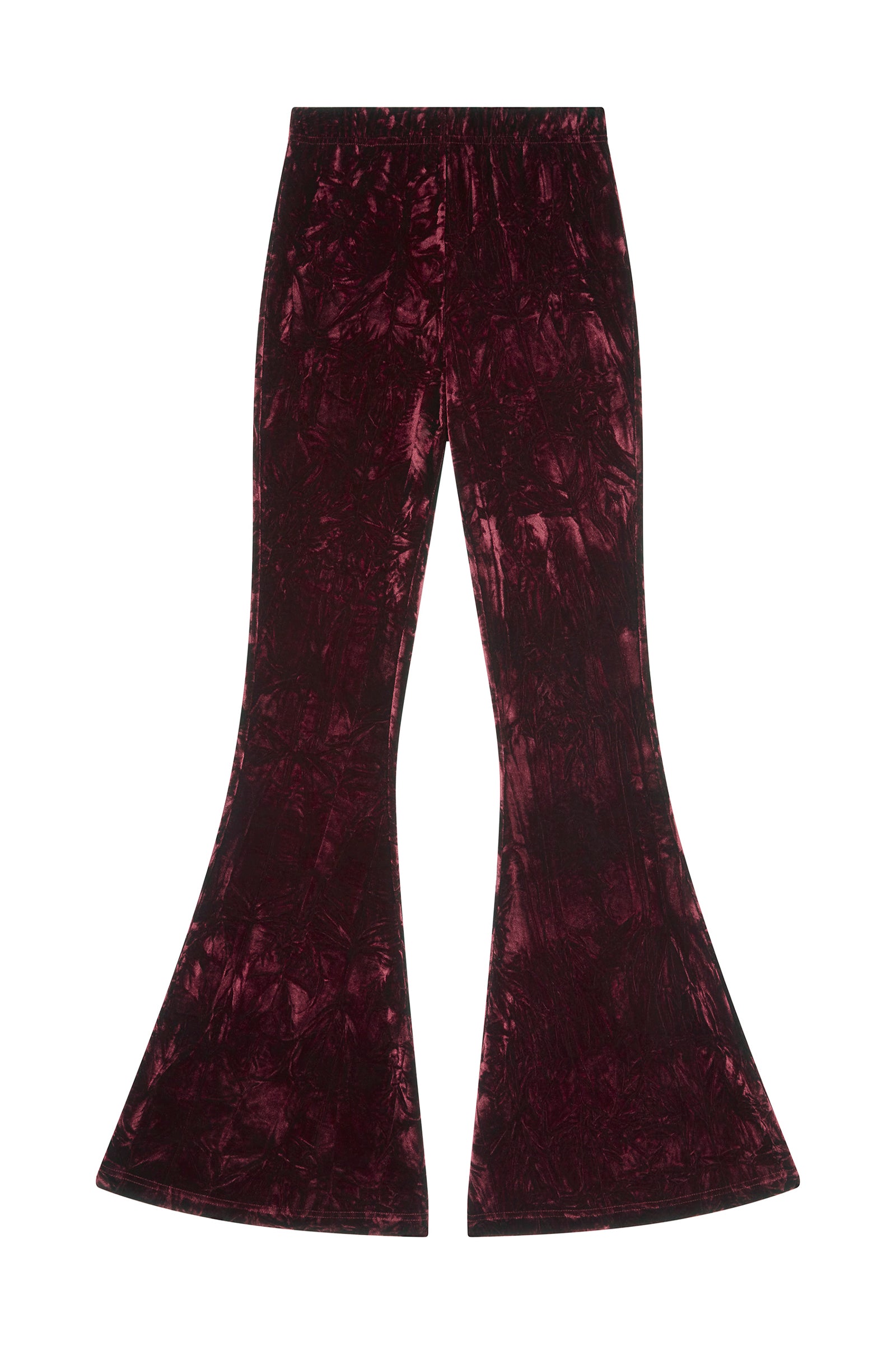 Hendrix Merlot Crushed Velvet Flares | Little Lies