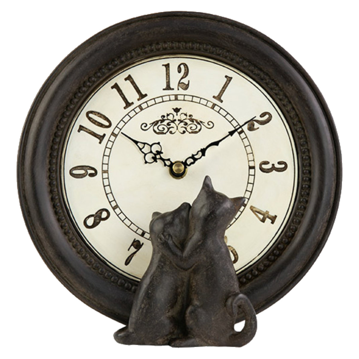 dショッピング |置き時計 ネコ スタンド アナログ 丸型 卓上 （ 置時計