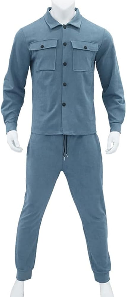 XYLAWAVE Athleisure 2-Piece Suede Set,Mens 2 Pieces Loose Casual