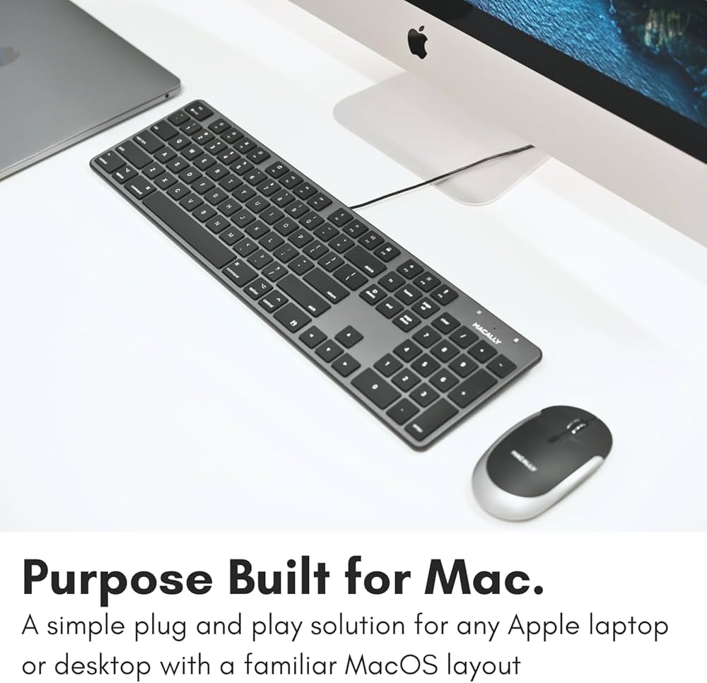 Amazon | MACALLY 超薄型 USB A 有線キーボード テンキー付き Apple