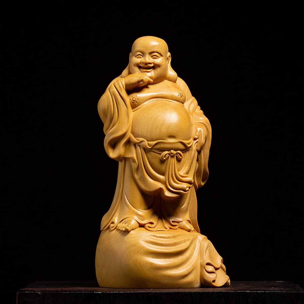 Amazon.co.jp: 布袋様置物 七福神 布袋様 高級天然ツゲ木彫り 布袋様