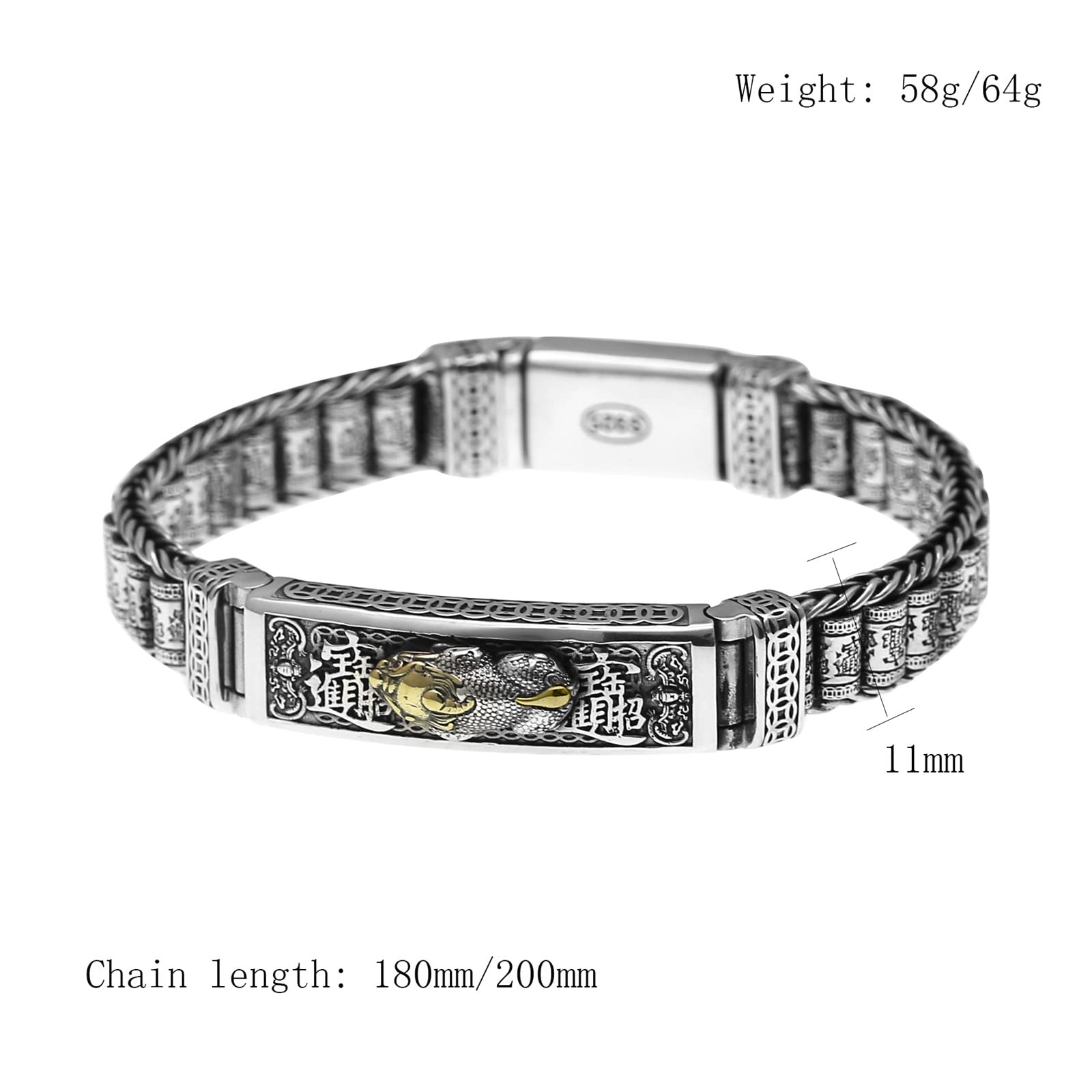 Amazon.co.jp: S925スターリングシルバー貔貅ブレスレット、メンズ