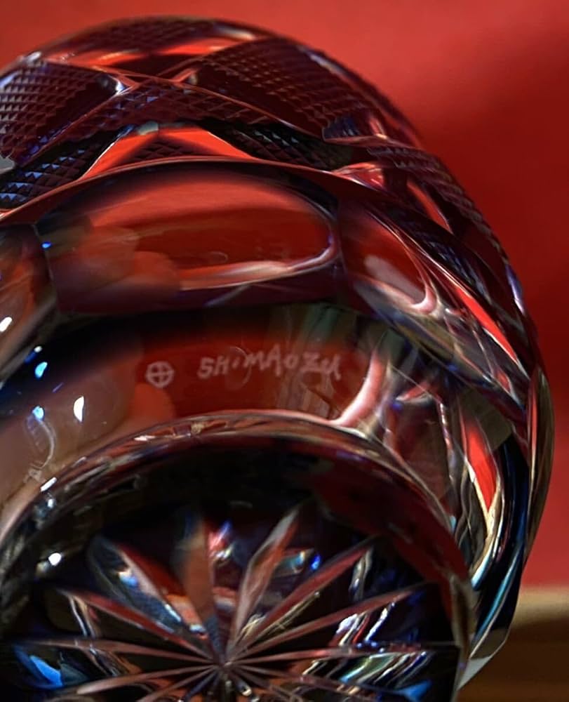 Amazon.co.jp: 『薩摩切子 藍色被せ 猪口 ※SHIMADZU彫印あり 「薩摩