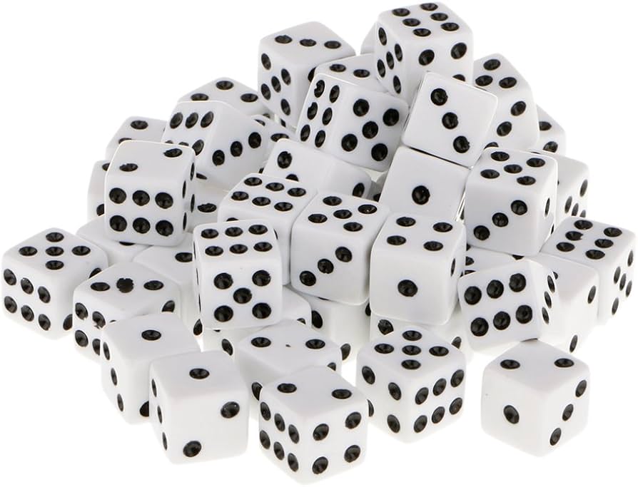 Amazon | Kesoto 約50個 六面 ダイス 賽子 骰子 全6色, ホワイト