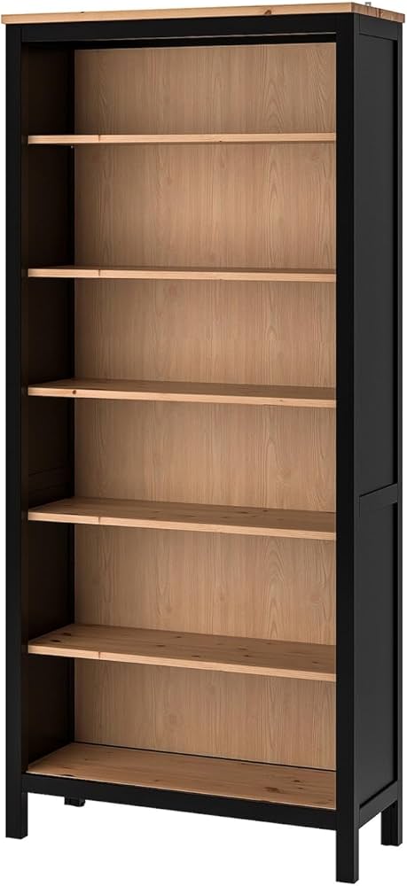 Amazon｜HEMNES ヘムネス 本棚 - ブラックブラウン/ライトブラウン
