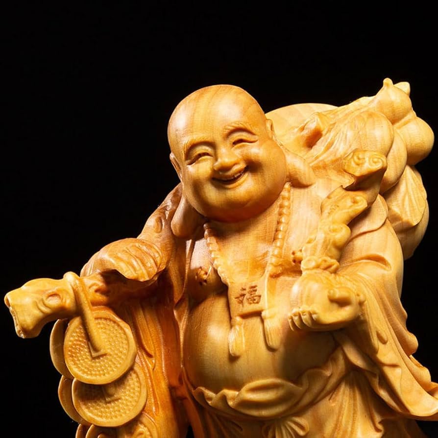 Amazon｜木彫り仏像 七福神 置物 布袋 様 ツゲ製高級木彫り 木製彫刻